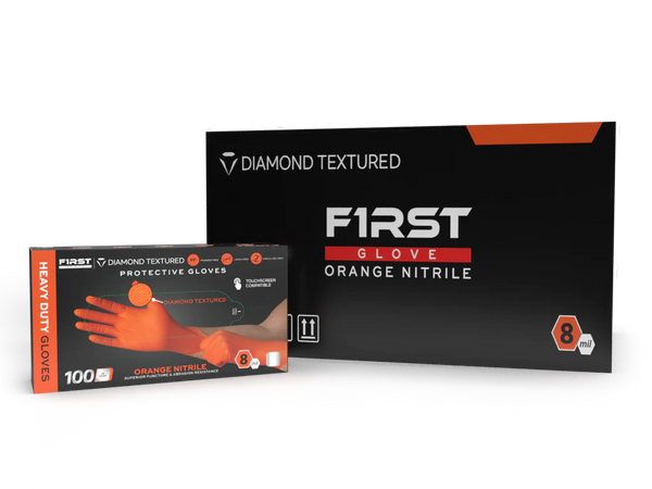 ORANGE NITRILE GLOVES - 8 MIL