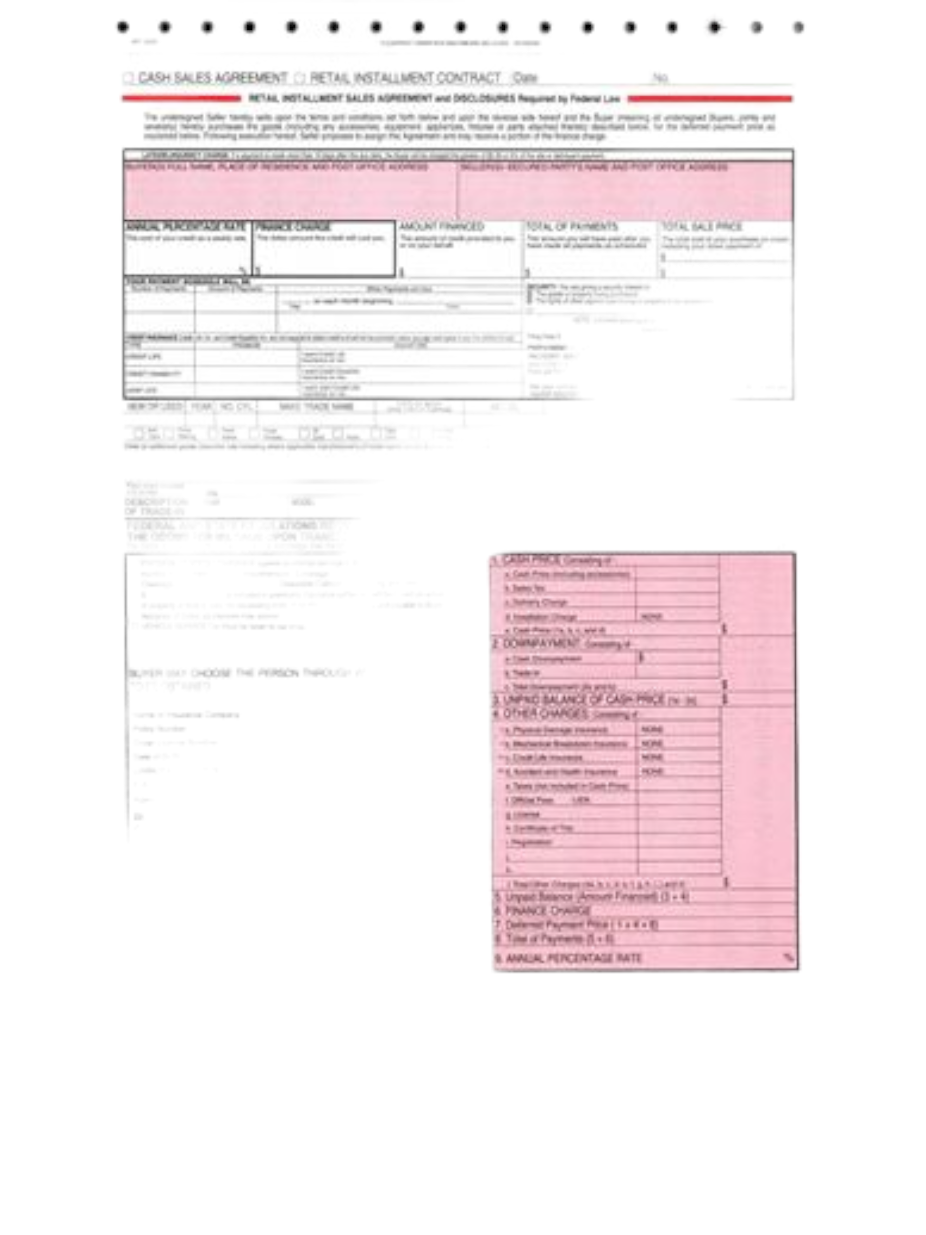Retail Installment (BHPH) Contracts 3 Part 50 CT Automotive Retail Installment (BHPH) Contracts 3 Part 50 CT Automotive