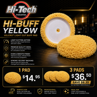Hi Buff Wool Light Cut Pad - Yellow - 7.5" Velcro