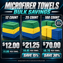 MicroFiber Towels for Auto Detailing 16" X 16" - Bulk Packs of 12, 25 & 100