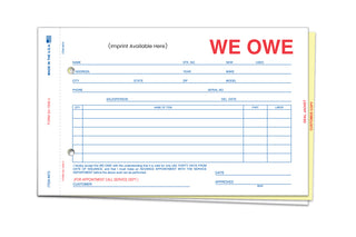 "We Owe" Forms - 100CT