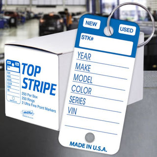 Buy blue Key Tags - Top Stripe (250/Box w/ Rings &amp; 2 Markers)