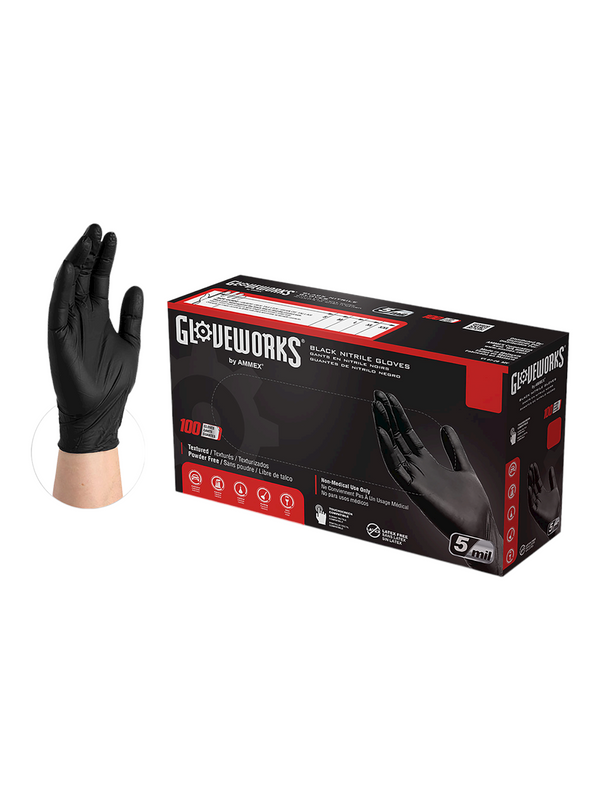 Nitrile Gloves - Black - 100 CT
