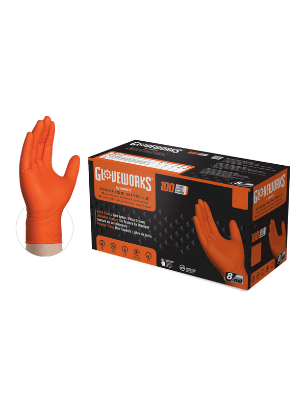Nitrile Gloves - Orange - 100CT