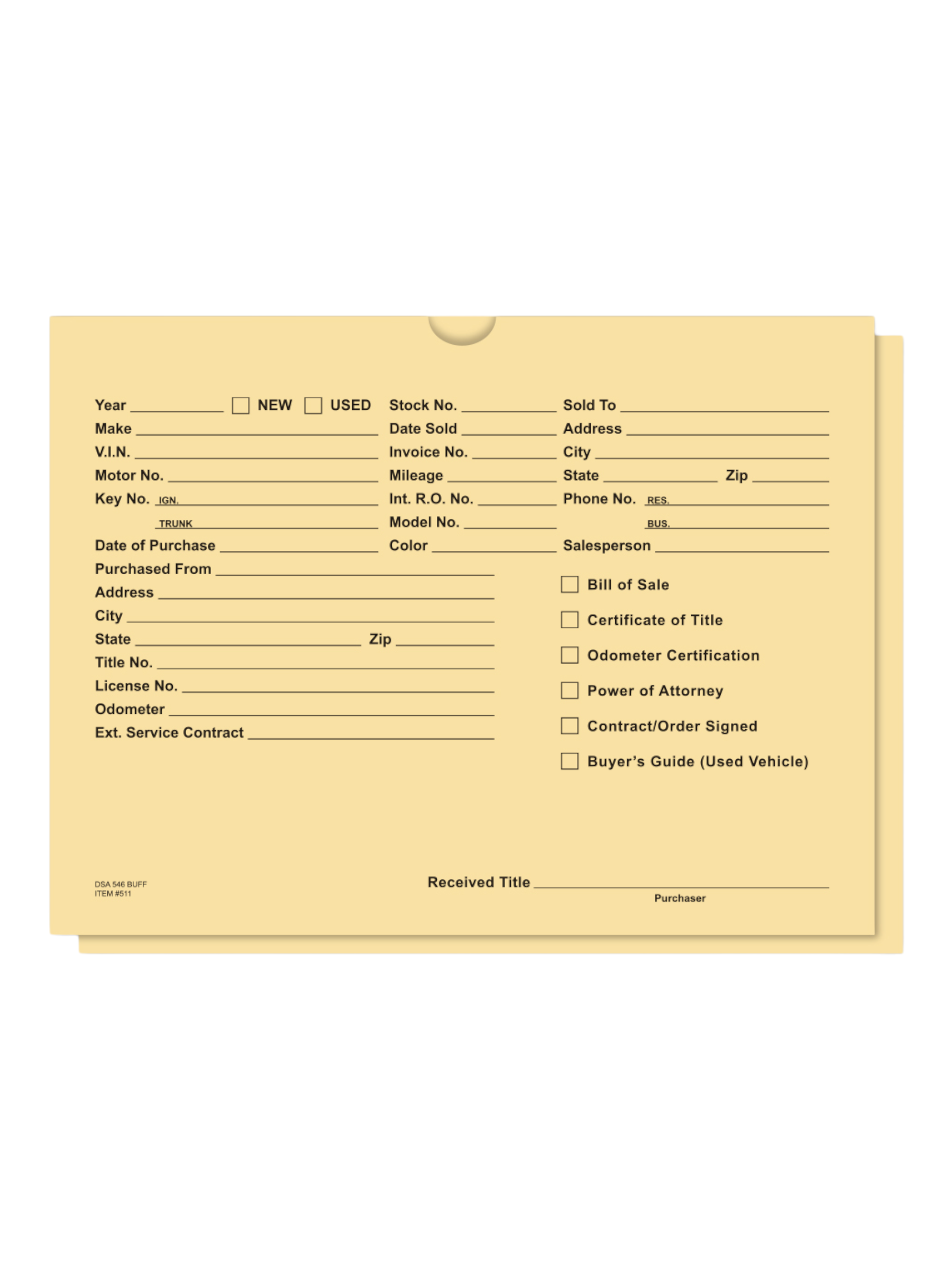 Deal Jackets Large Stock Envelopes 100 CT Automotive Dealer Supplies