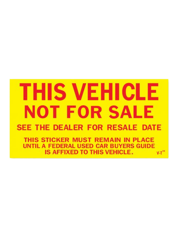 Vehicle Not For Sale Stickers