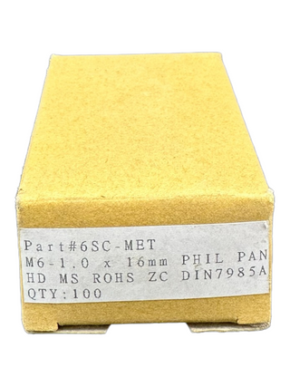 Plate Screw - 6mm X 16mm Metric - 100 Ct